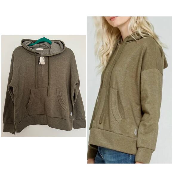 Free People Movement Work It Out Hoodie in Army - Picture 1 of 7